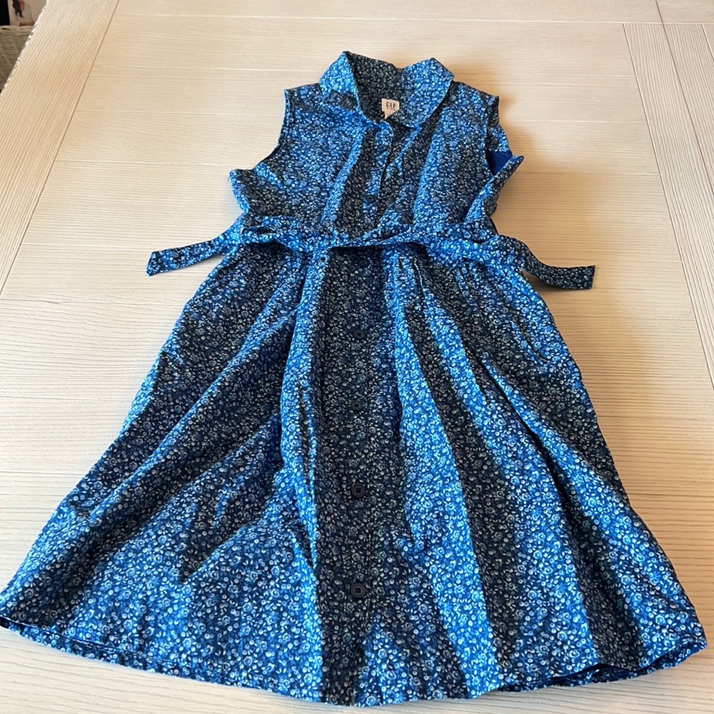 Gap blue floral dress with collar size L EUC